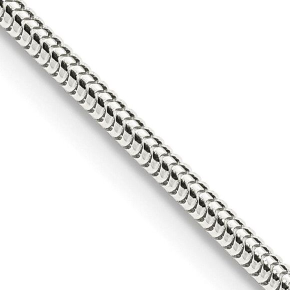 2mm Sterling Silver Solid Classic Round Snake Chain Necklace 30 Inch
